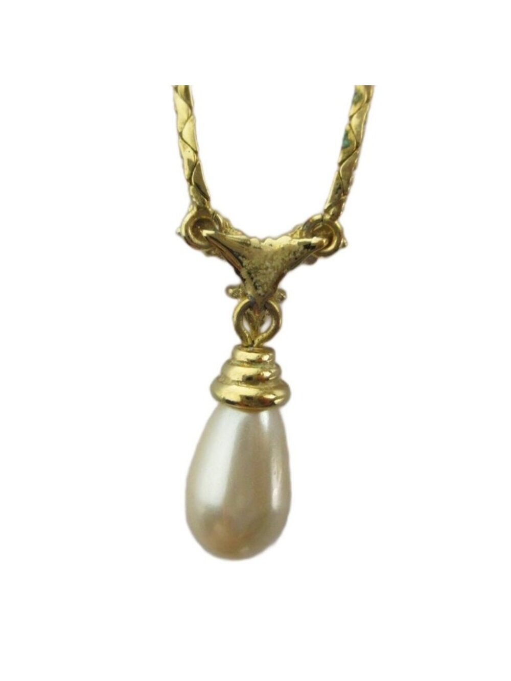 Dior Necklace Line Stone Faux Pearl Gold - Picture 2 of 6